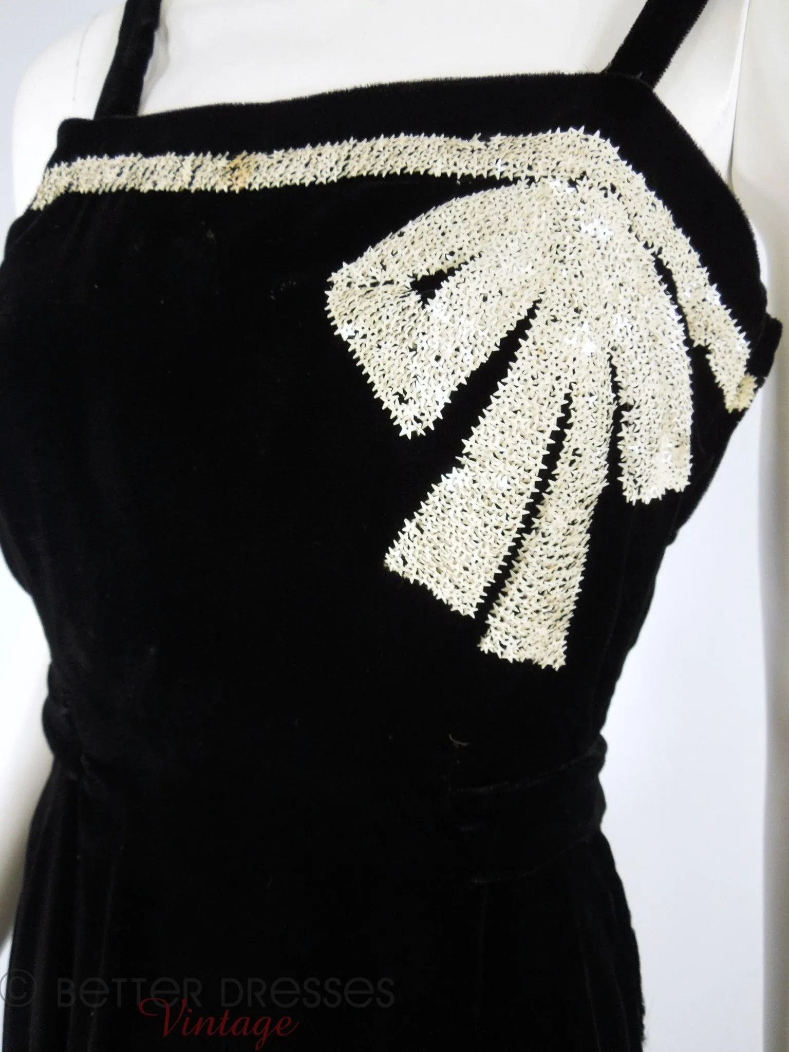 30s Black Velvet Dress & Jacket Set - sm