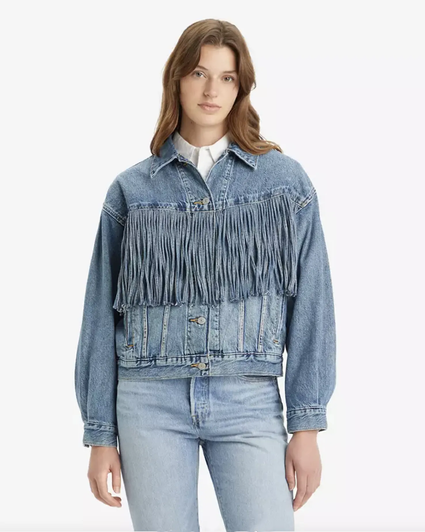 90's Fringe Trucker Jacket in Fringe Society