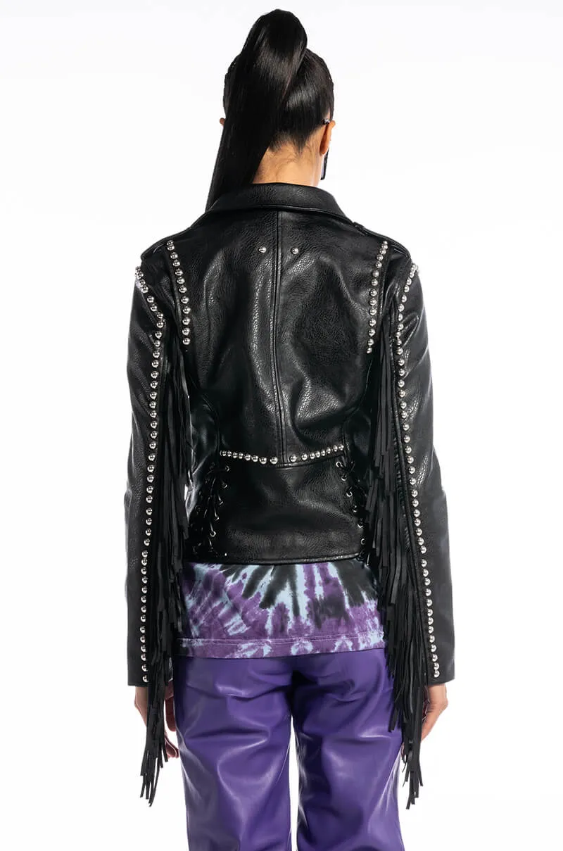 AZALEA WANG CODY WY FRINGE MOTO JACKET