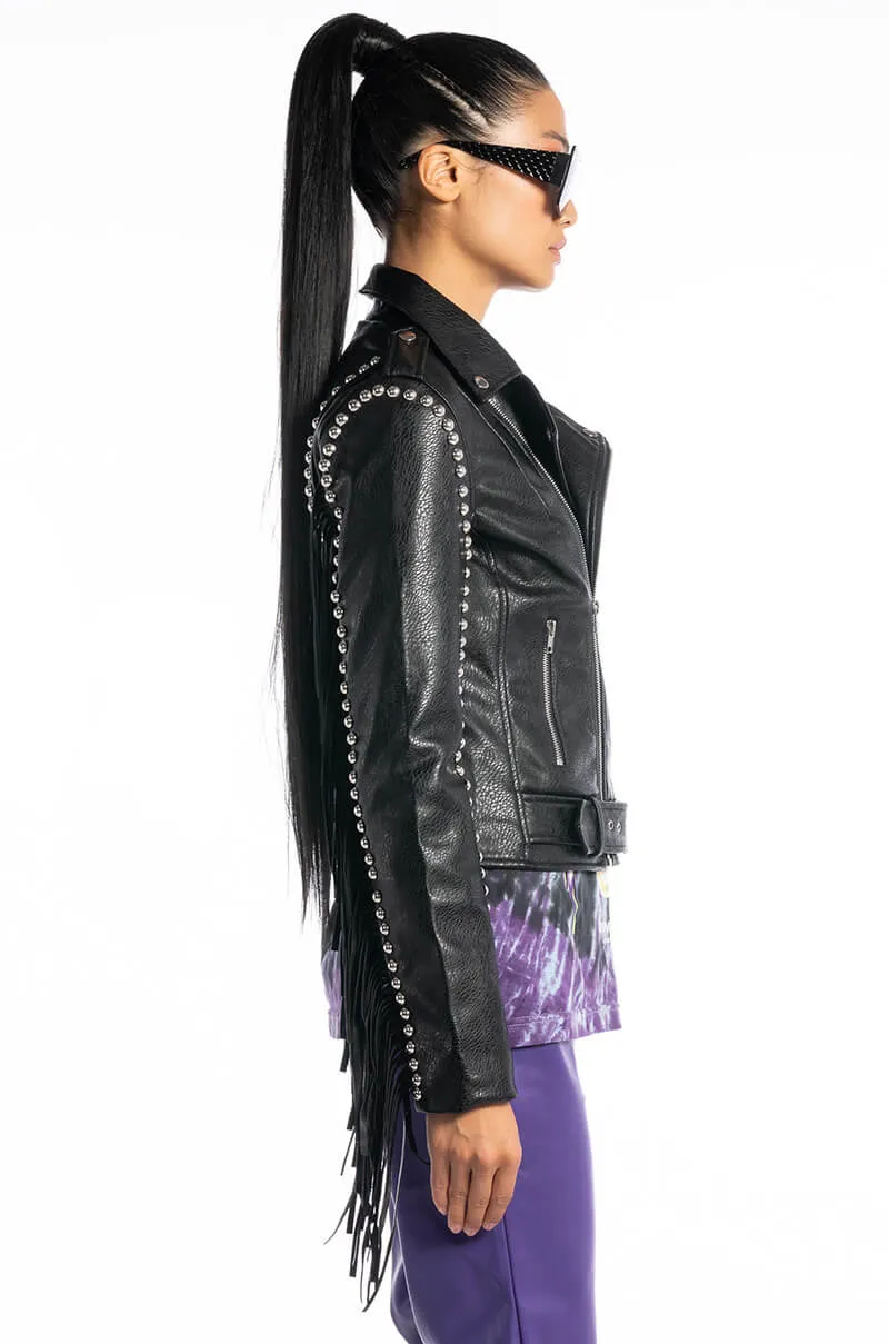 AZALEA WANG CODY WY FRINGE MOTO JACKET