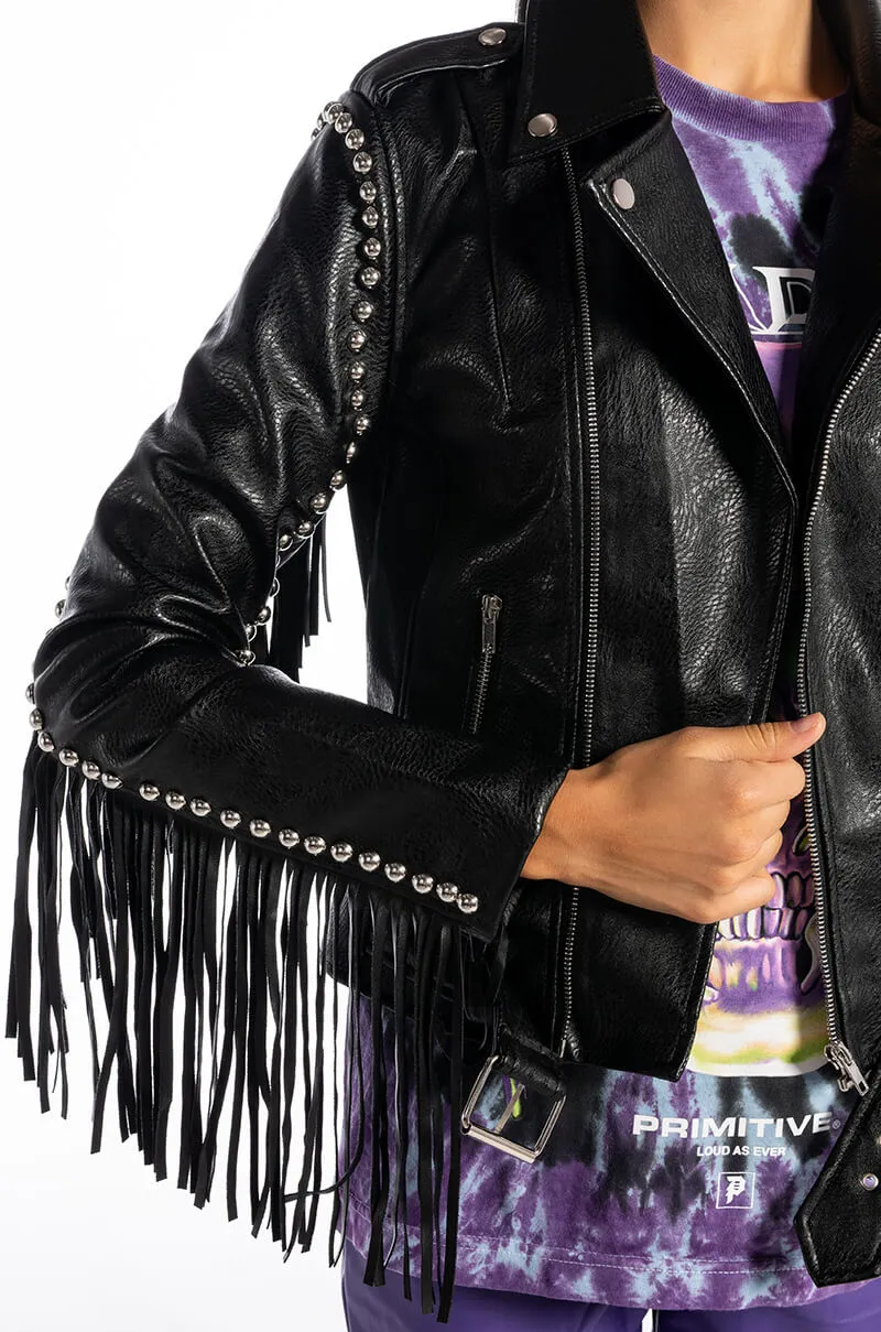 AZALEA WANG CODY WY FRINGE MOTO JACKET