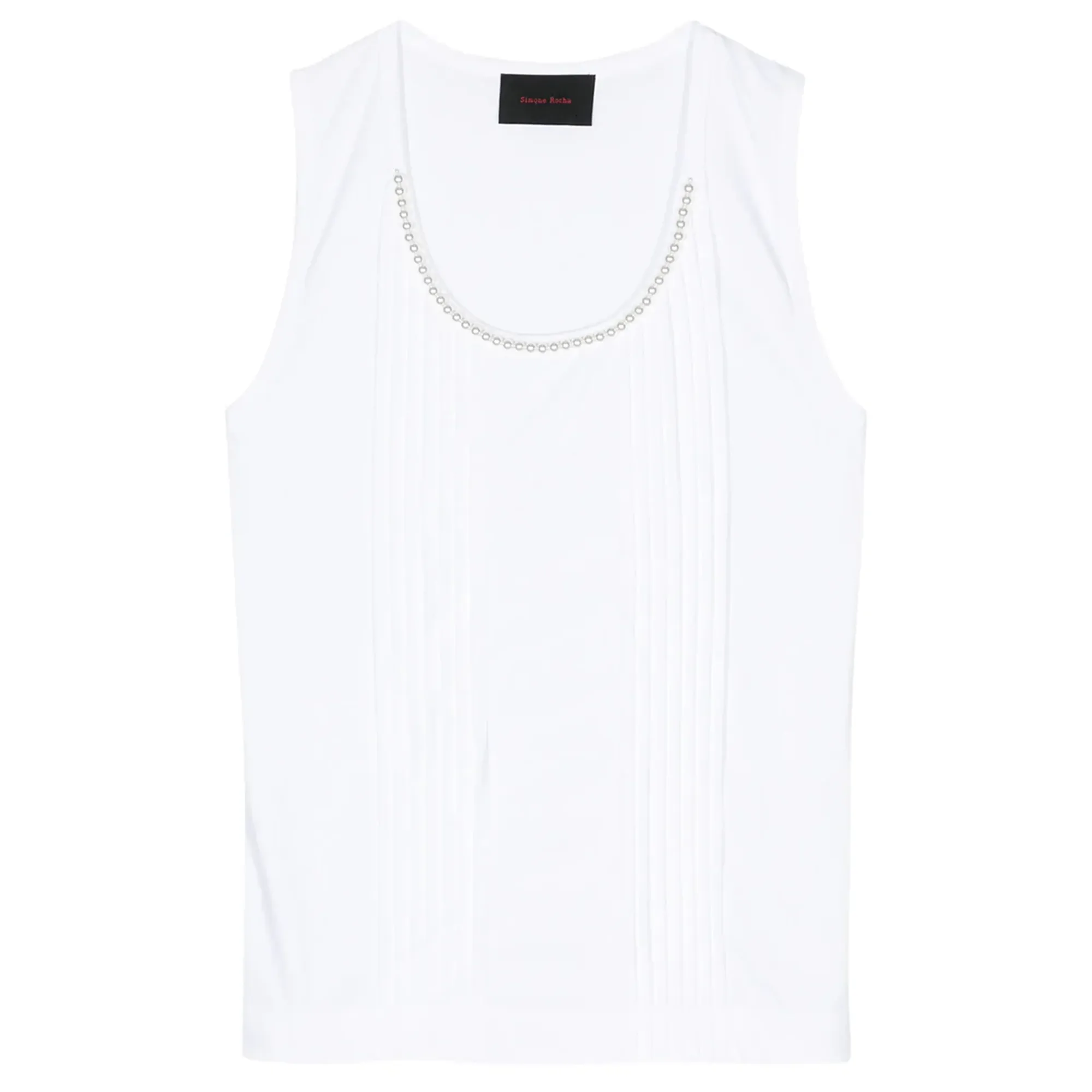 Beaded Double Pleated Tank Top