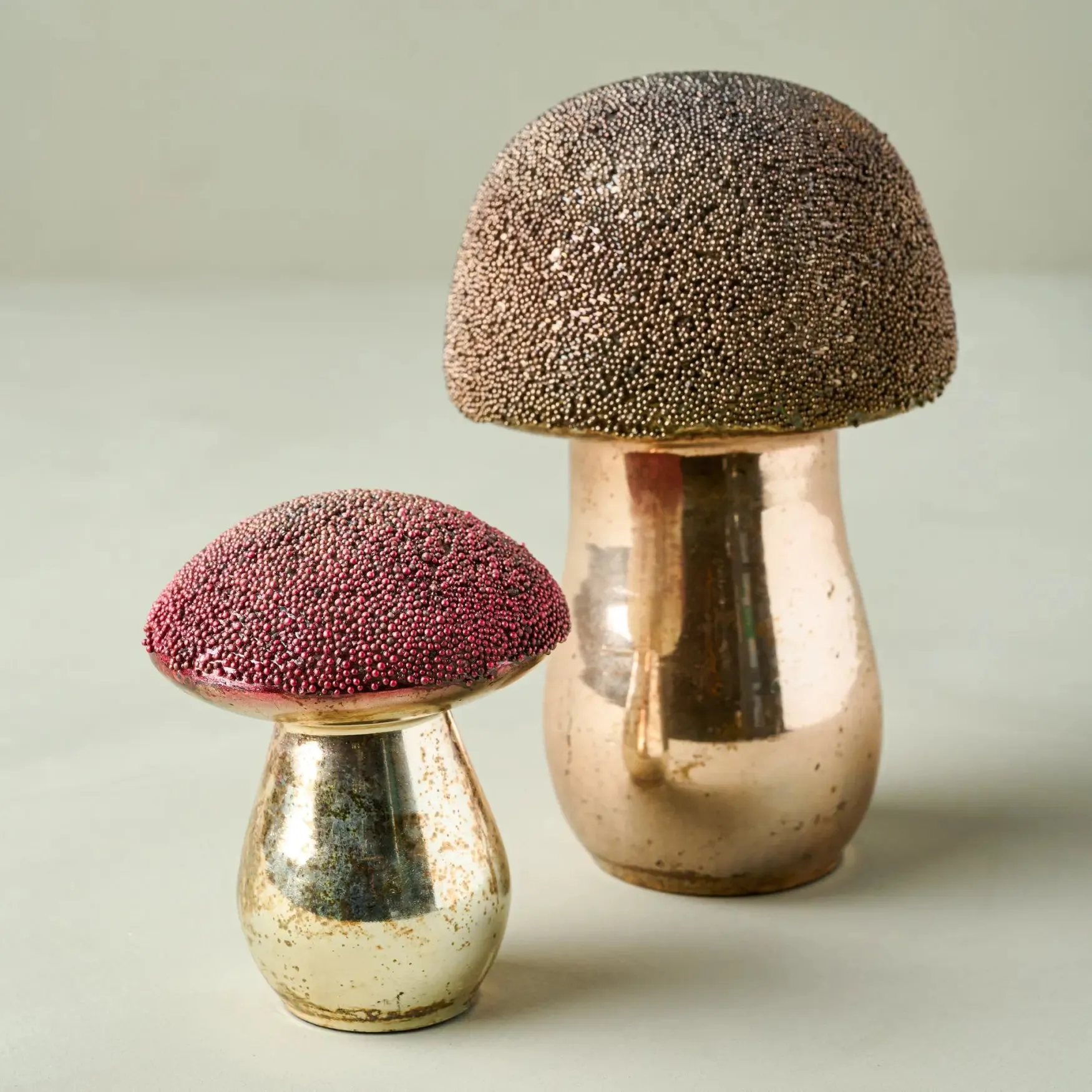 Beaded Mercury Glass Mushrooms