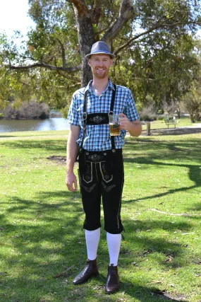 Black Authentic Leather Long Lederhosen