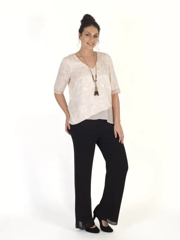 Black Chiffon Trouser with Jersey Lining