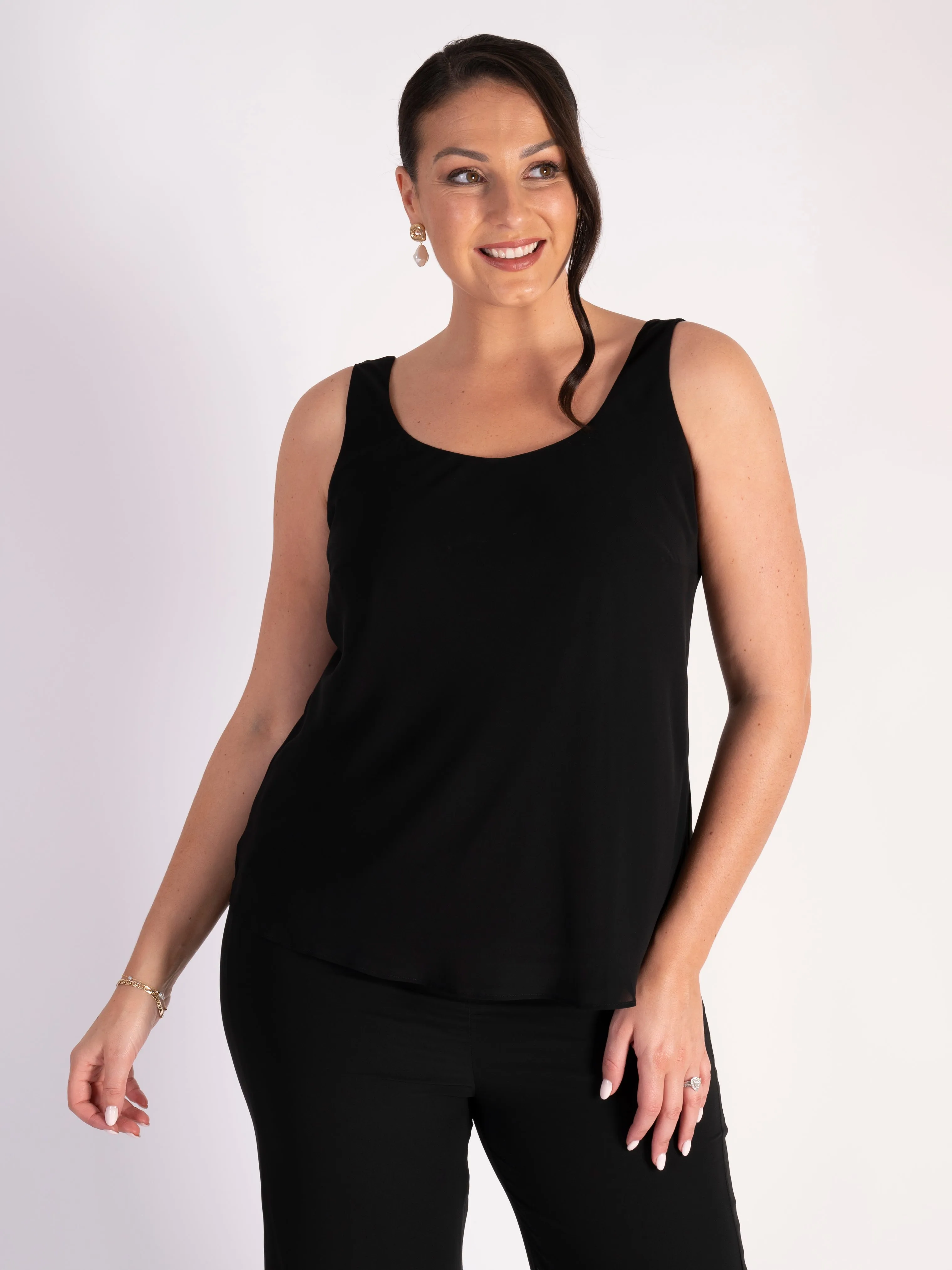 Black Crepe Chiffon Camisole