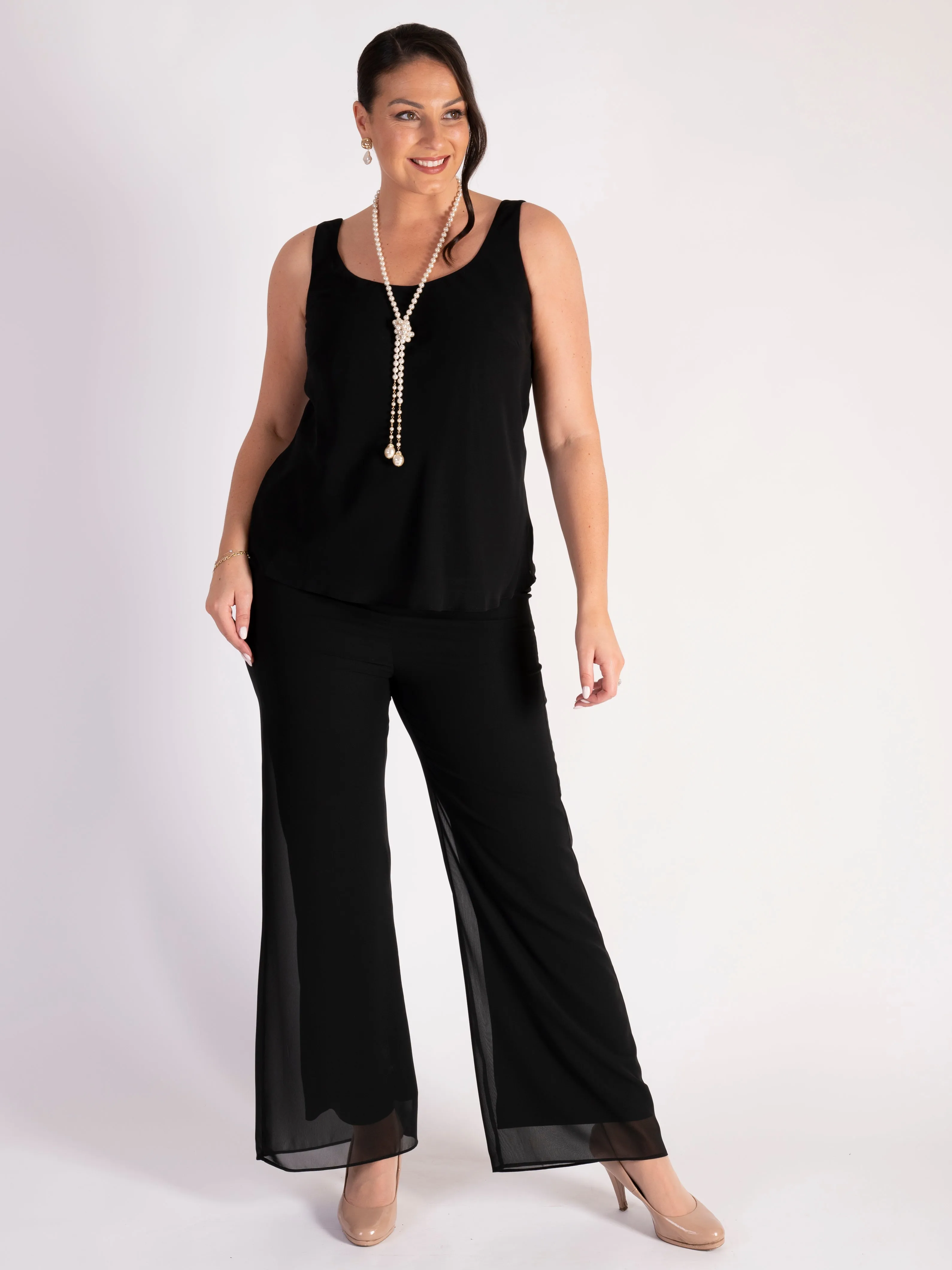 Black Crepe Chiffon Camisole