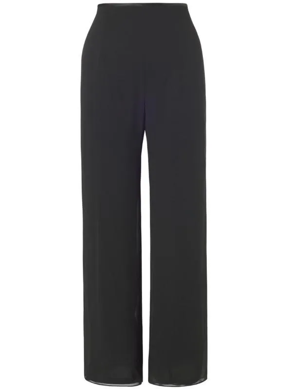 Black Jersey Lined Crepe Chiffon Trousers