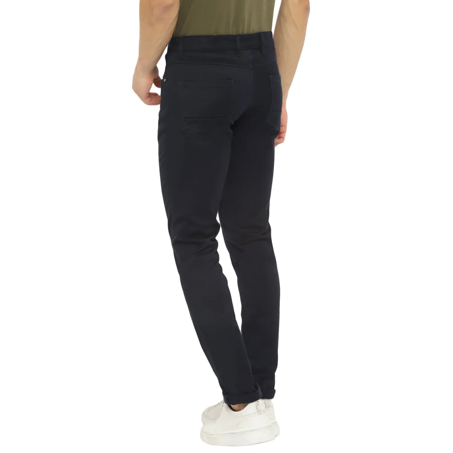 Black Narrow Fit Self Design Trouser