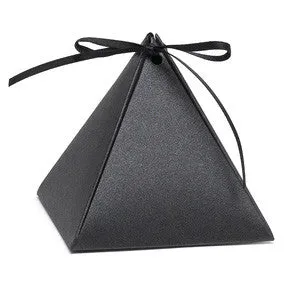 Black Shimmer Pyramid Wedding Party Favor Box (Pack of 25)