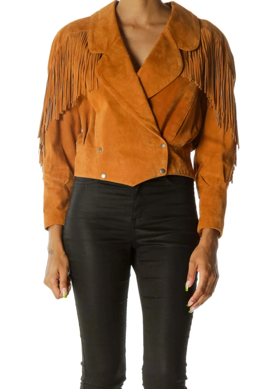 Brown Fringe Double - Breasted Jacket