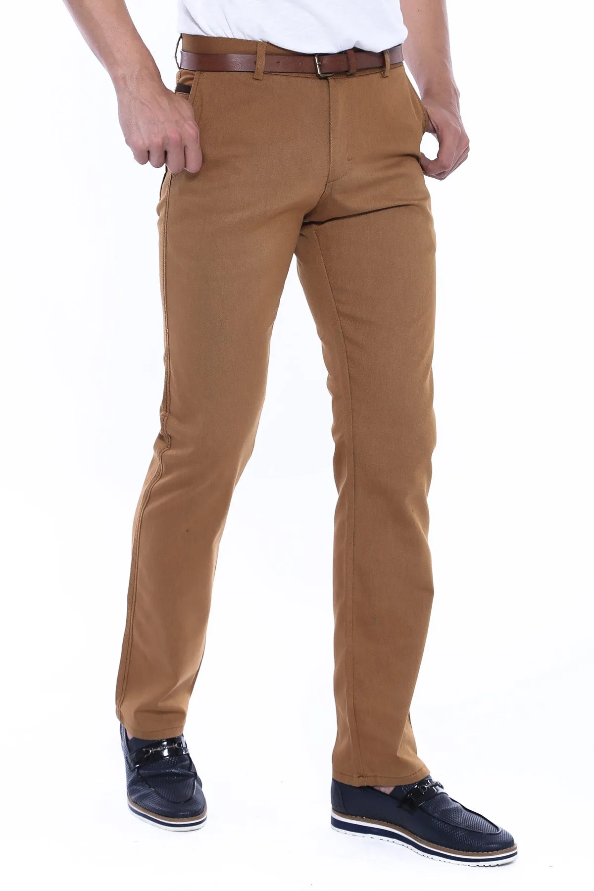 Canvas Pockets Cotton Tan Men Pants - Wessi