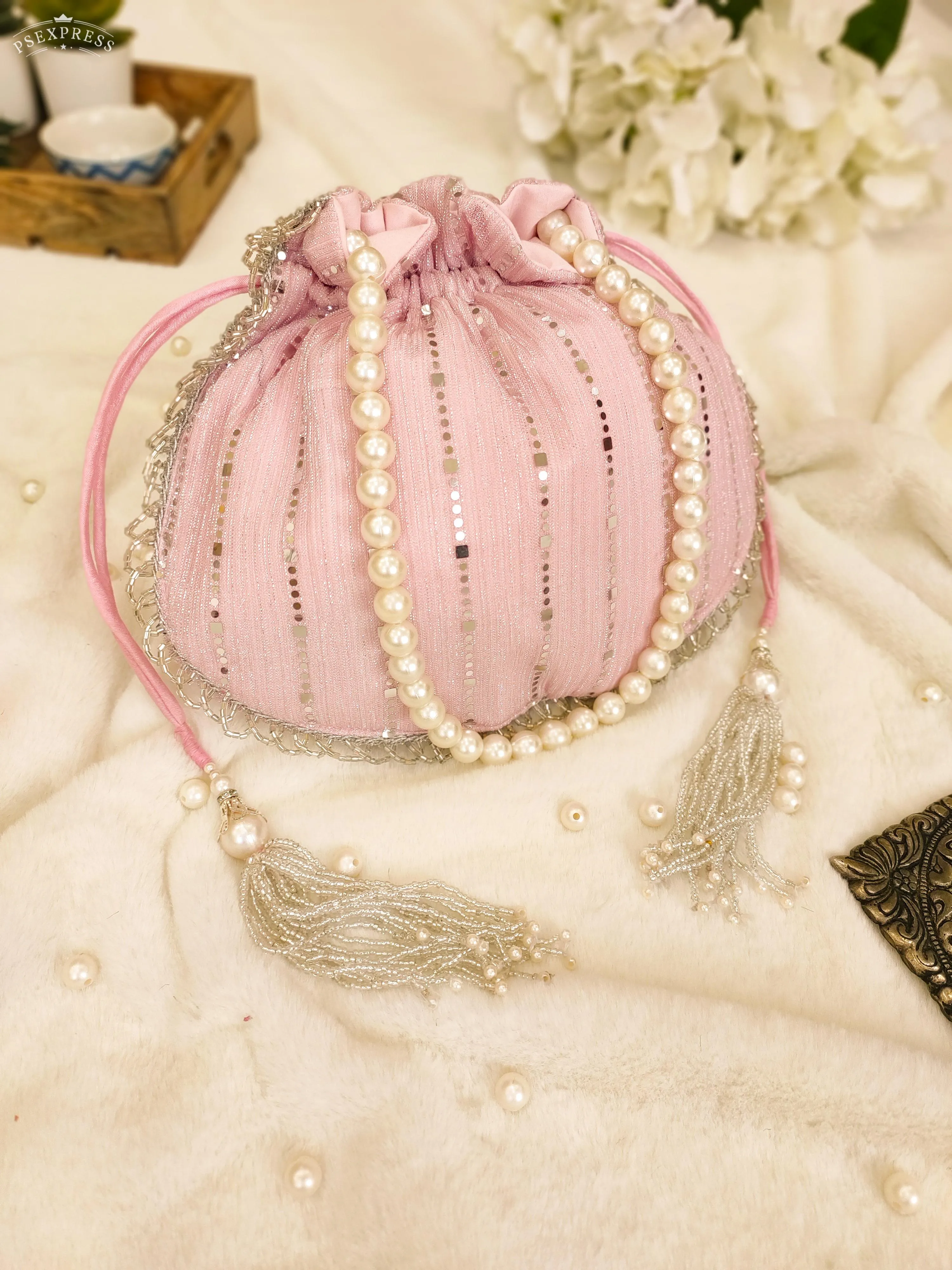 Champagne Pink Shimmer Potli Bag