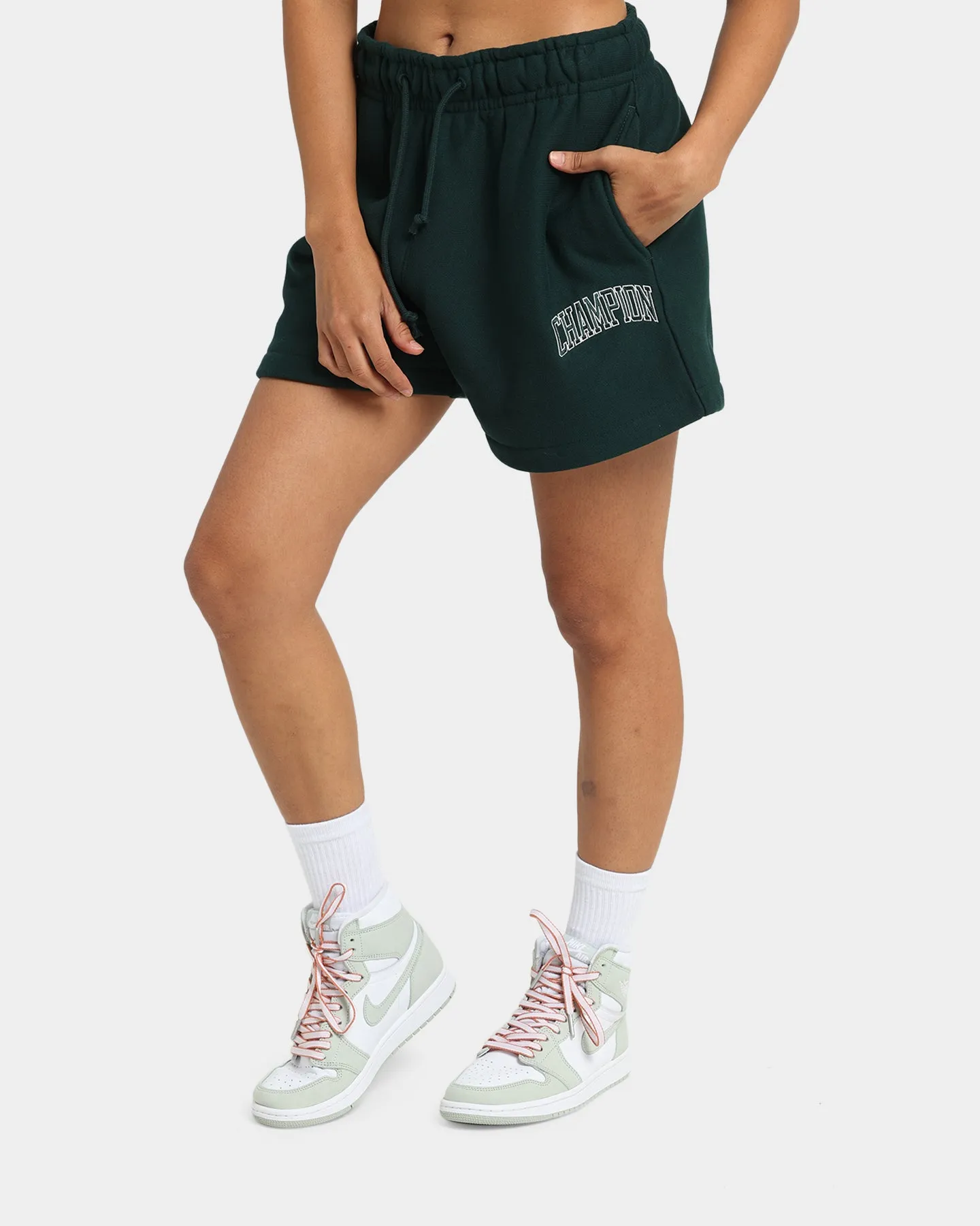 Champion Women's Reverse Weave Varsity Shorts Mid Field