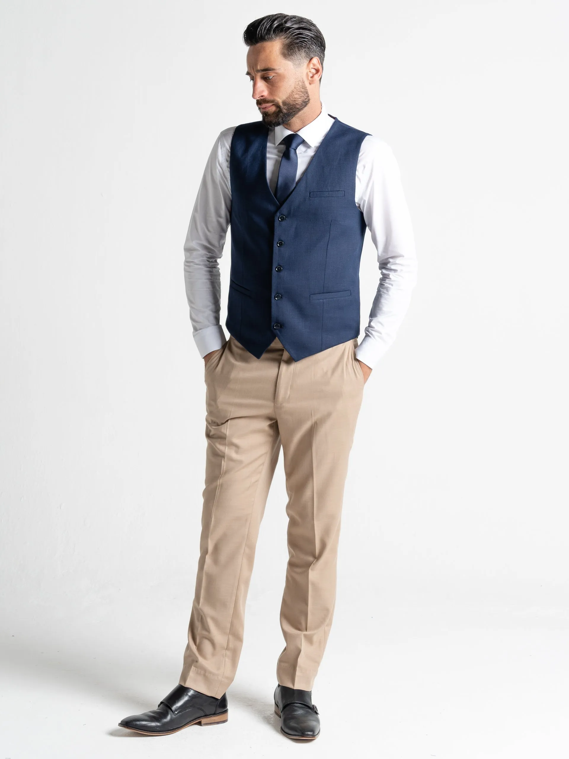 CHARLIE CREAM BLAZER WITH NAVY WAISTCOAT