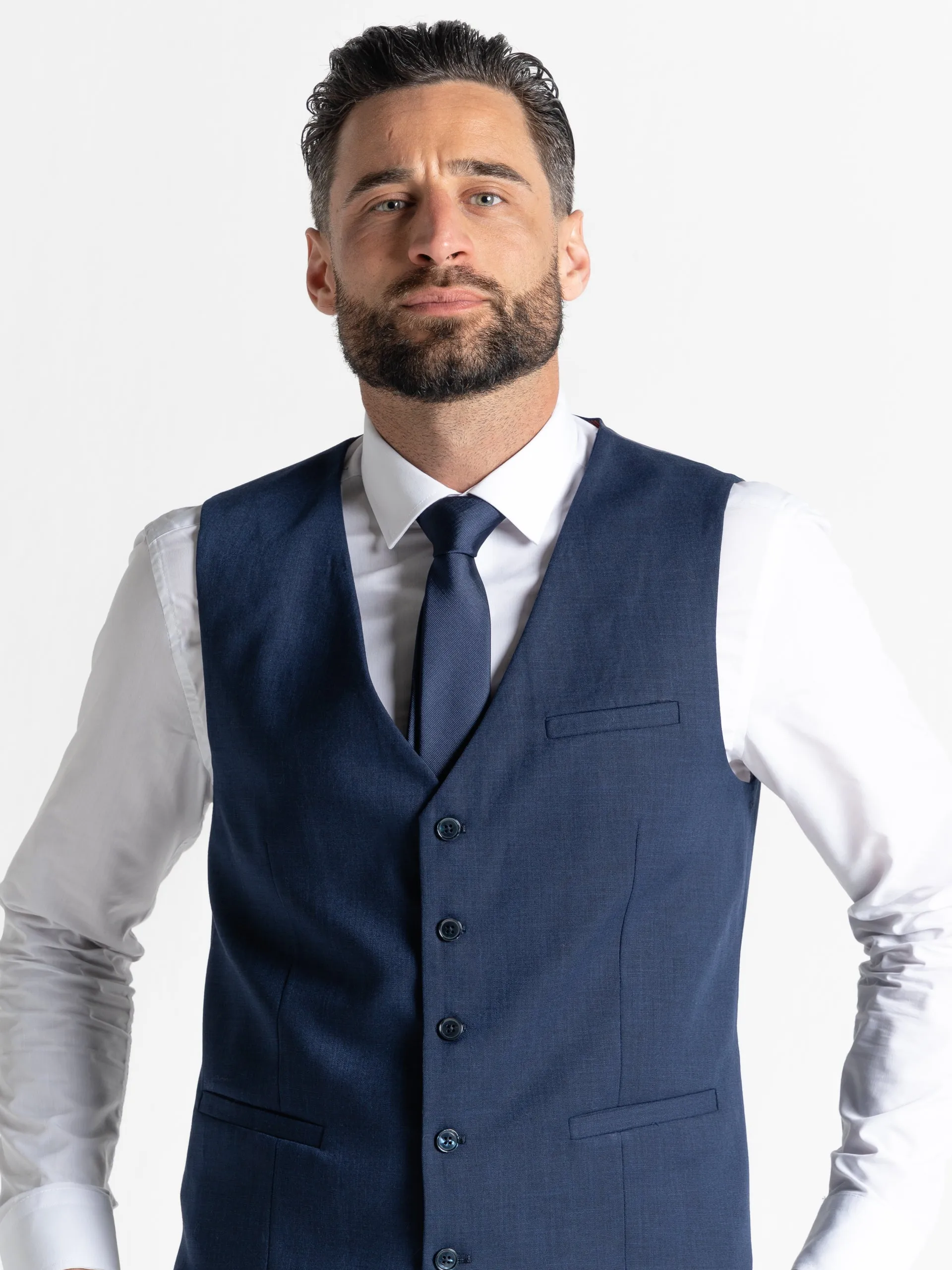 CHARLIE CREAM BLAZER WITH NAVY WAISTCOAT