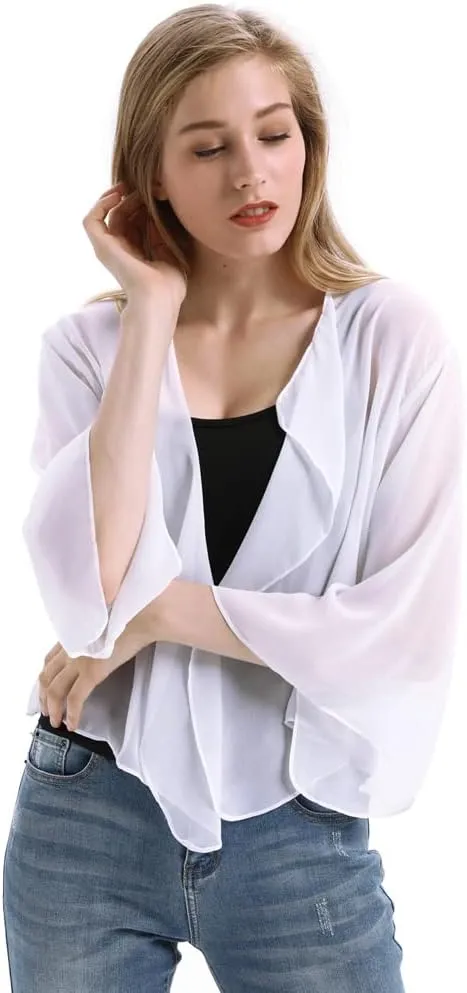 Chiffon Kimono Beach Cardigan See Though Plain Jacket Cover Up