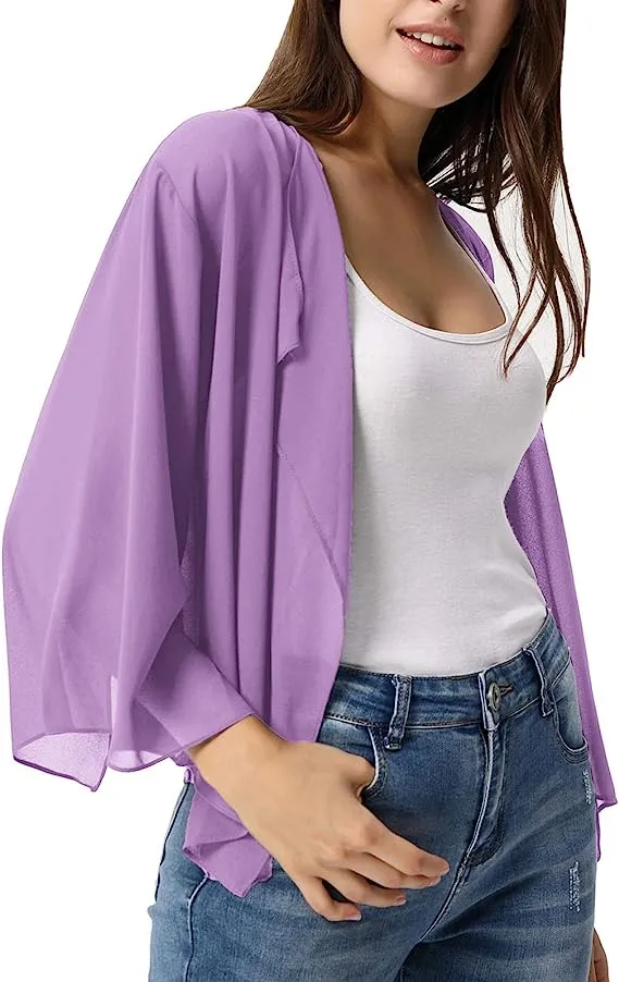 Chiffon Kimono Beach Cardigan See Though Plain Jacket Cover Up