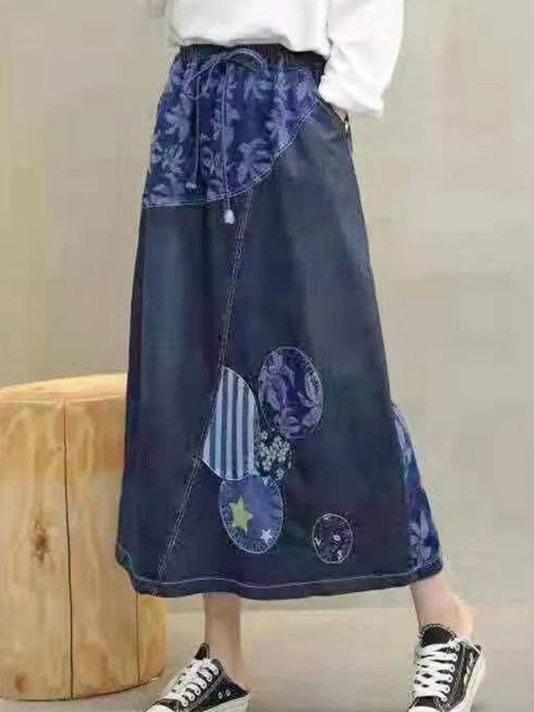 Darin Denim Patchwork Skirt