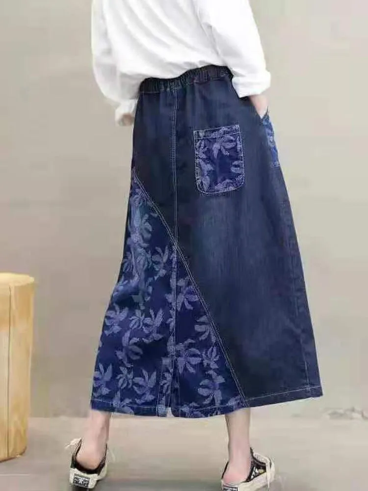 Darin Denim Patchwork Skirt