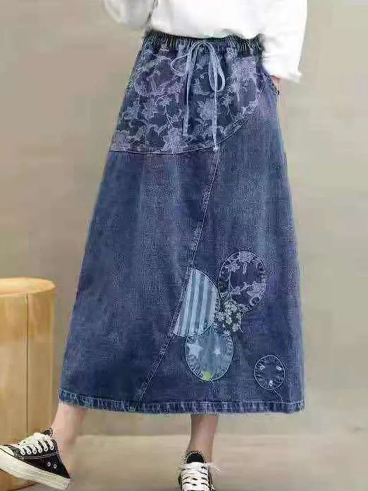 Darin Denim Patchwork Skirt