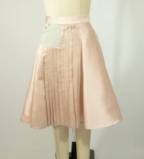 Denim and Silk Pleated Skirt Pink