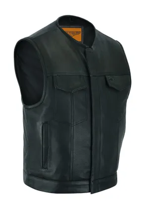 Dream Apparel Low Cut - Mens Leather Motorcycle Club Vest® Conceal Gun Pockets