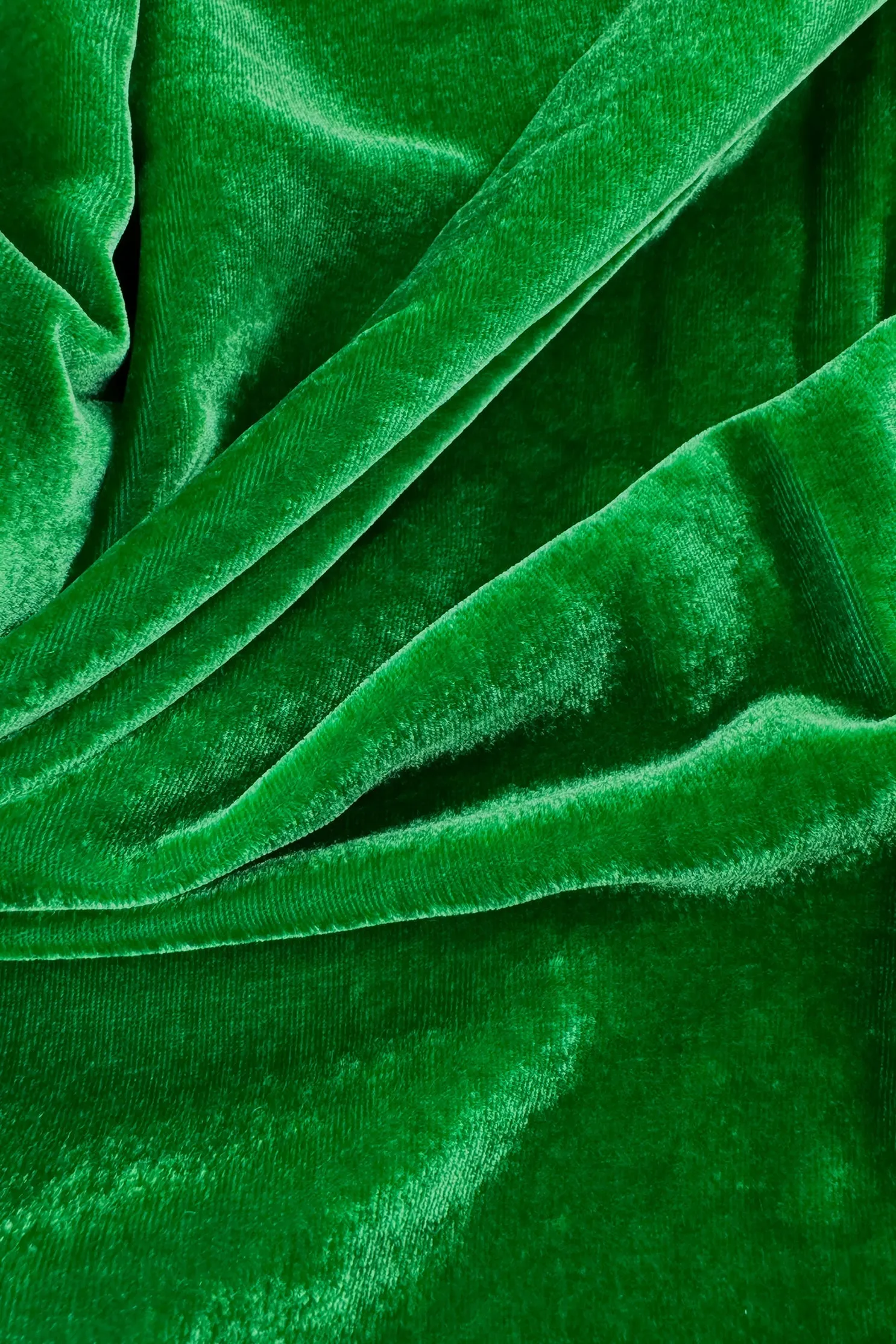 Emerald Green Silk Rayon Velvet Fabric