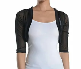 Fashion Secrets Women`s Sheer Chiffon Bolero Shrug Jacket Cardigan 3/4 Sleeve