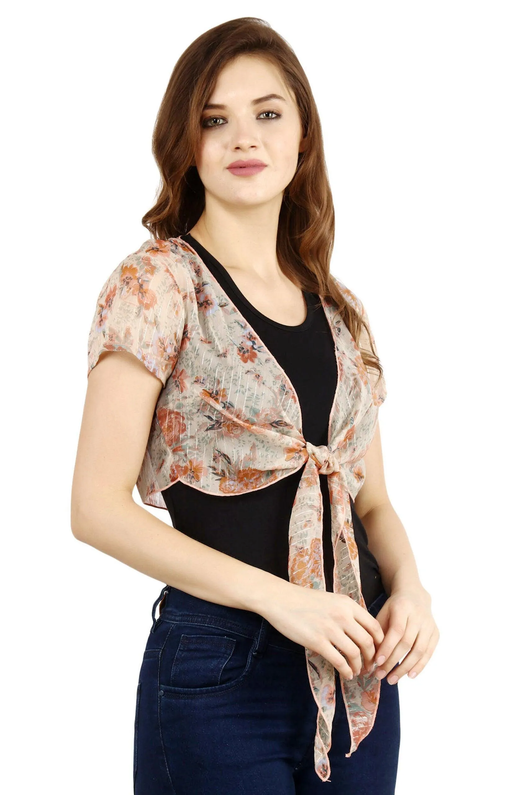 Floral Foil Printed Shrug