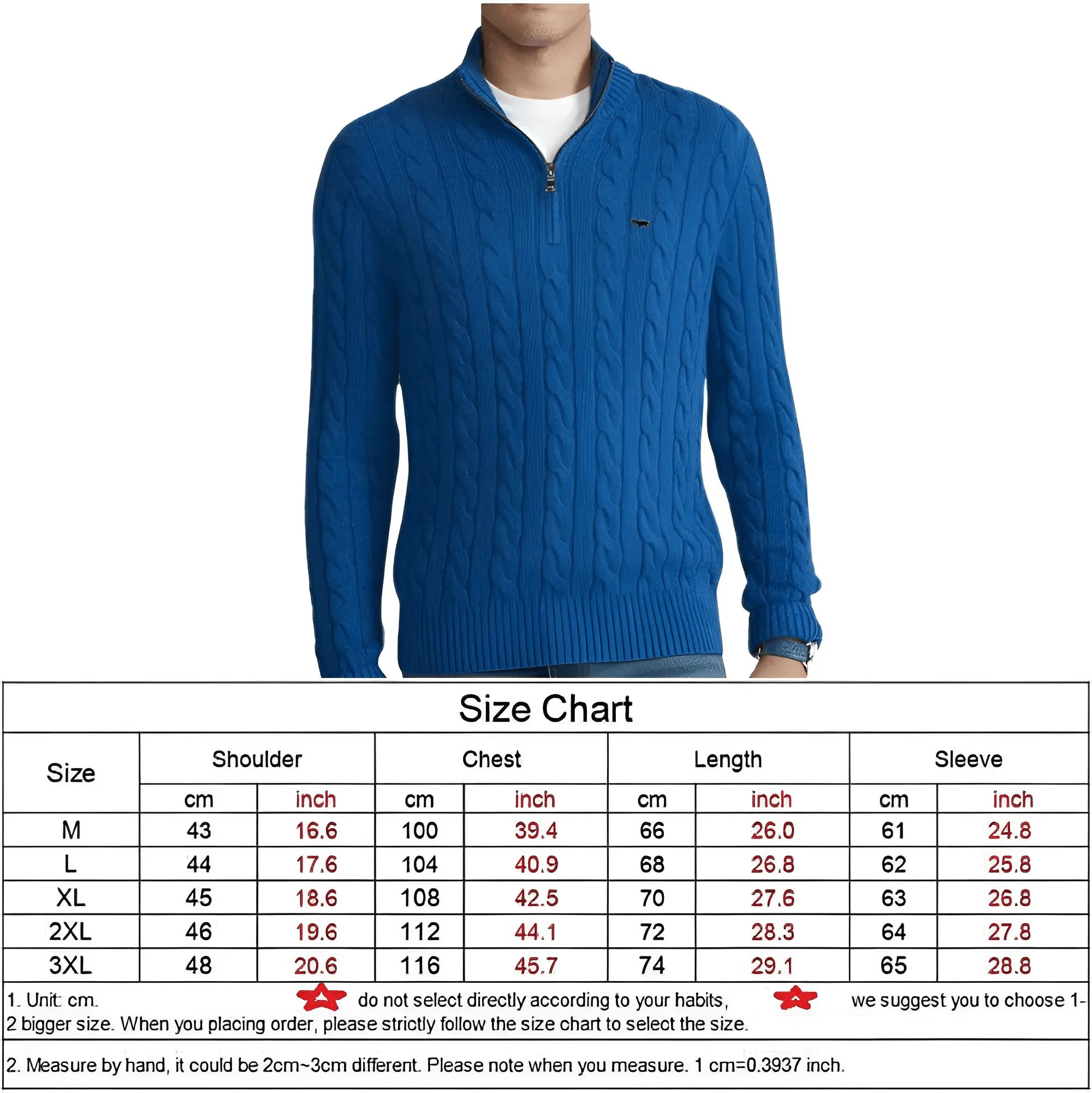 Half Zip Men's Cable Knit Sweater