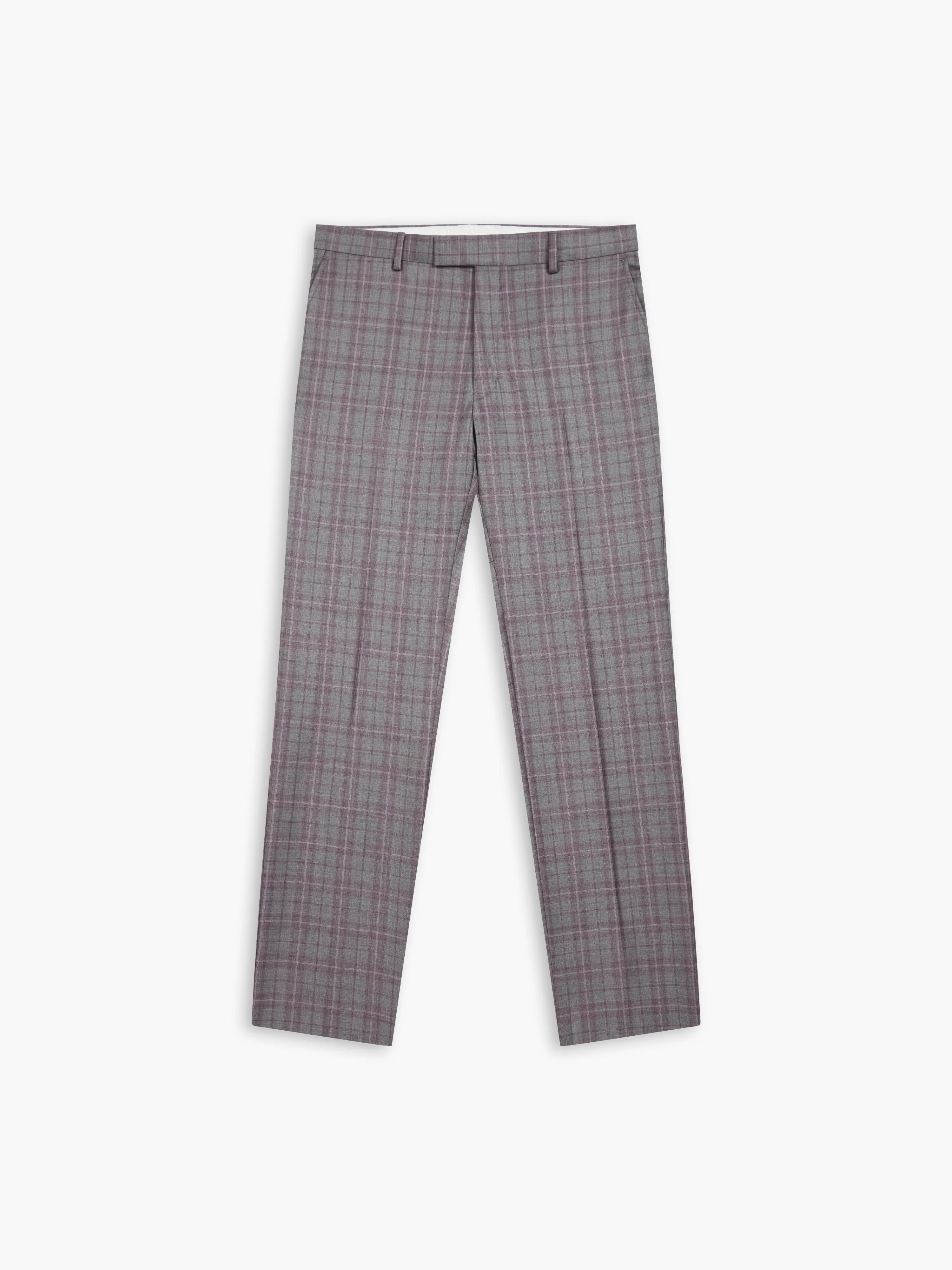 Highgrove Woven in Italy Slim Fit Grey Check Trousers