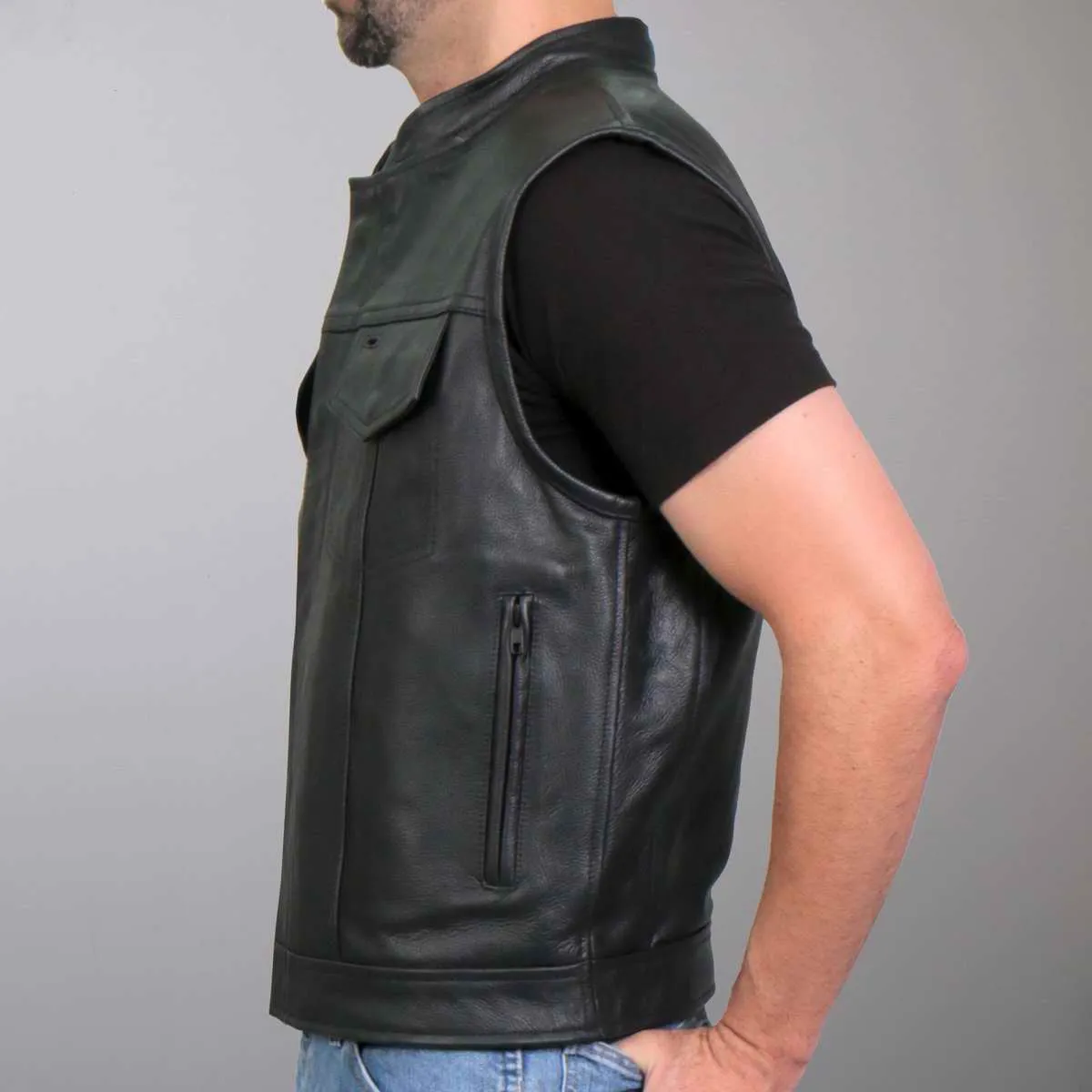 Hot Leathers VSM1052 Men's Black 'Patriotic' Conceal and Carry Leather Vest