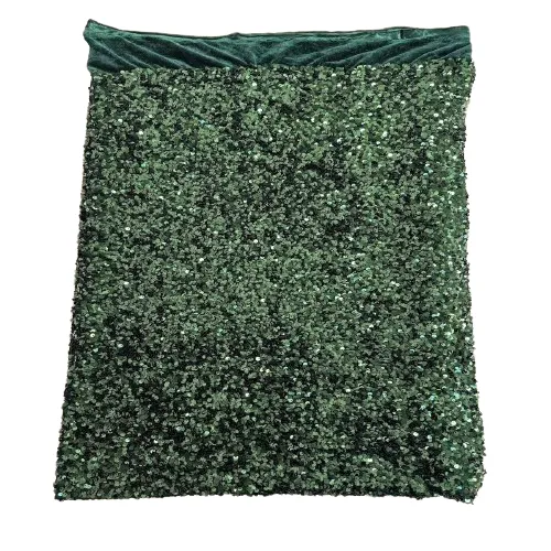 Hunter Green Sequins Embroidered Stretch Velvet Rodeo Fabric