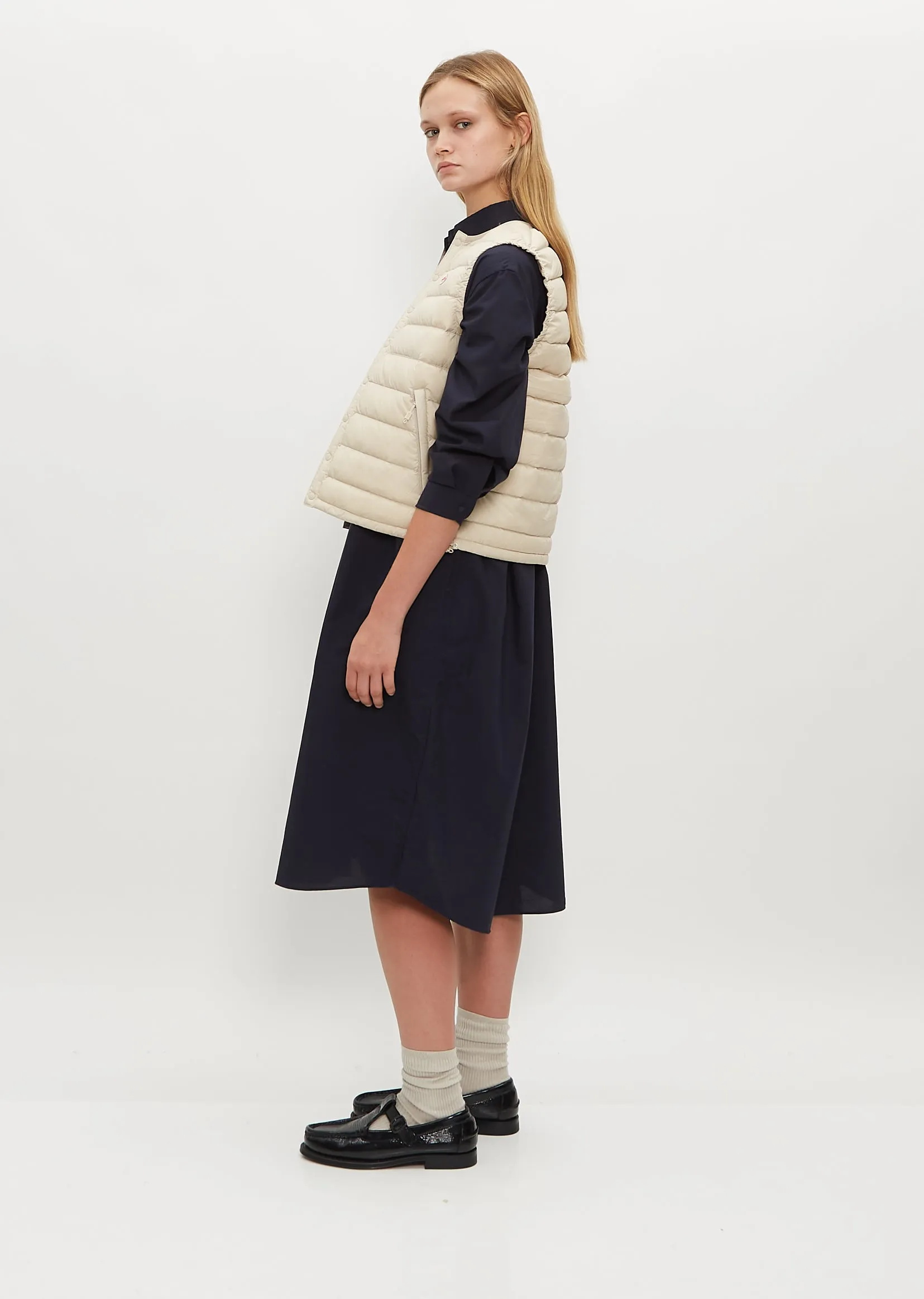 Inner Down Crewneck Vest — Oyster White