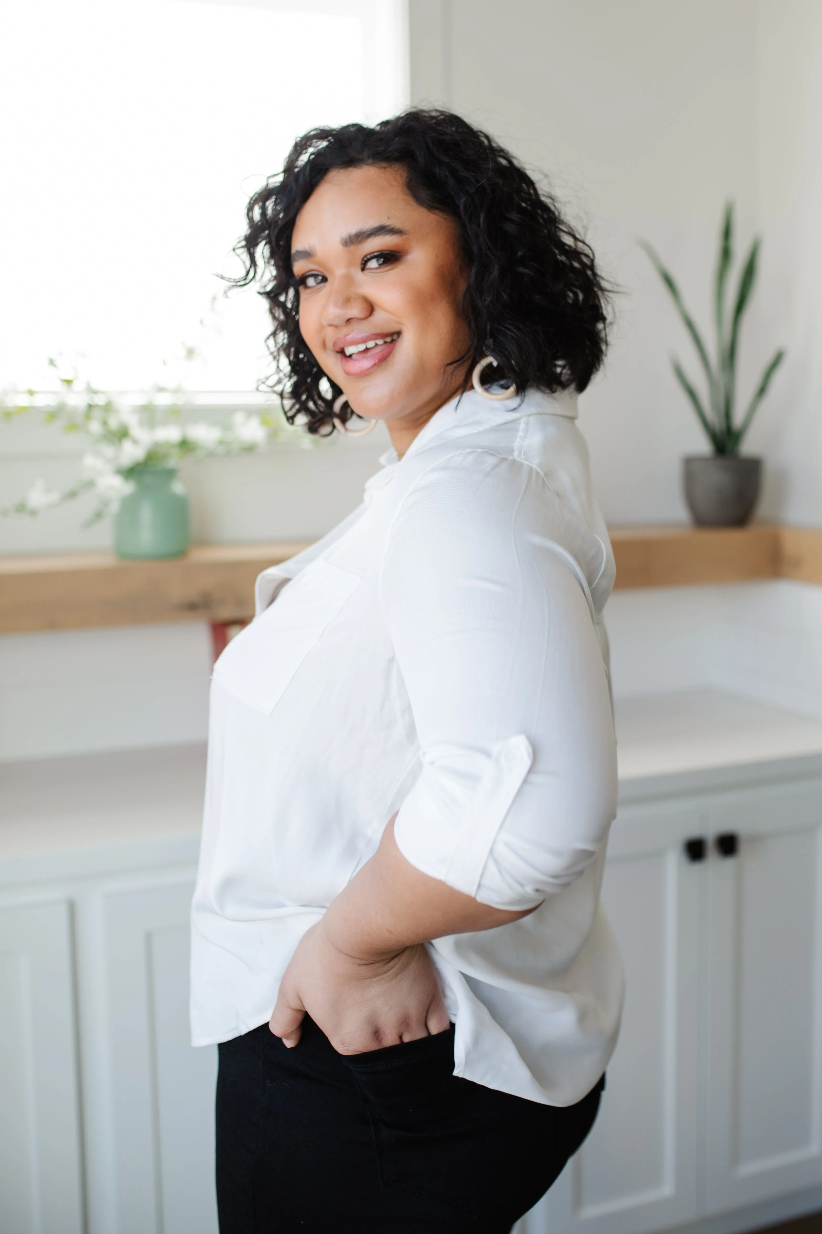 Jackie Classic Button Down In White