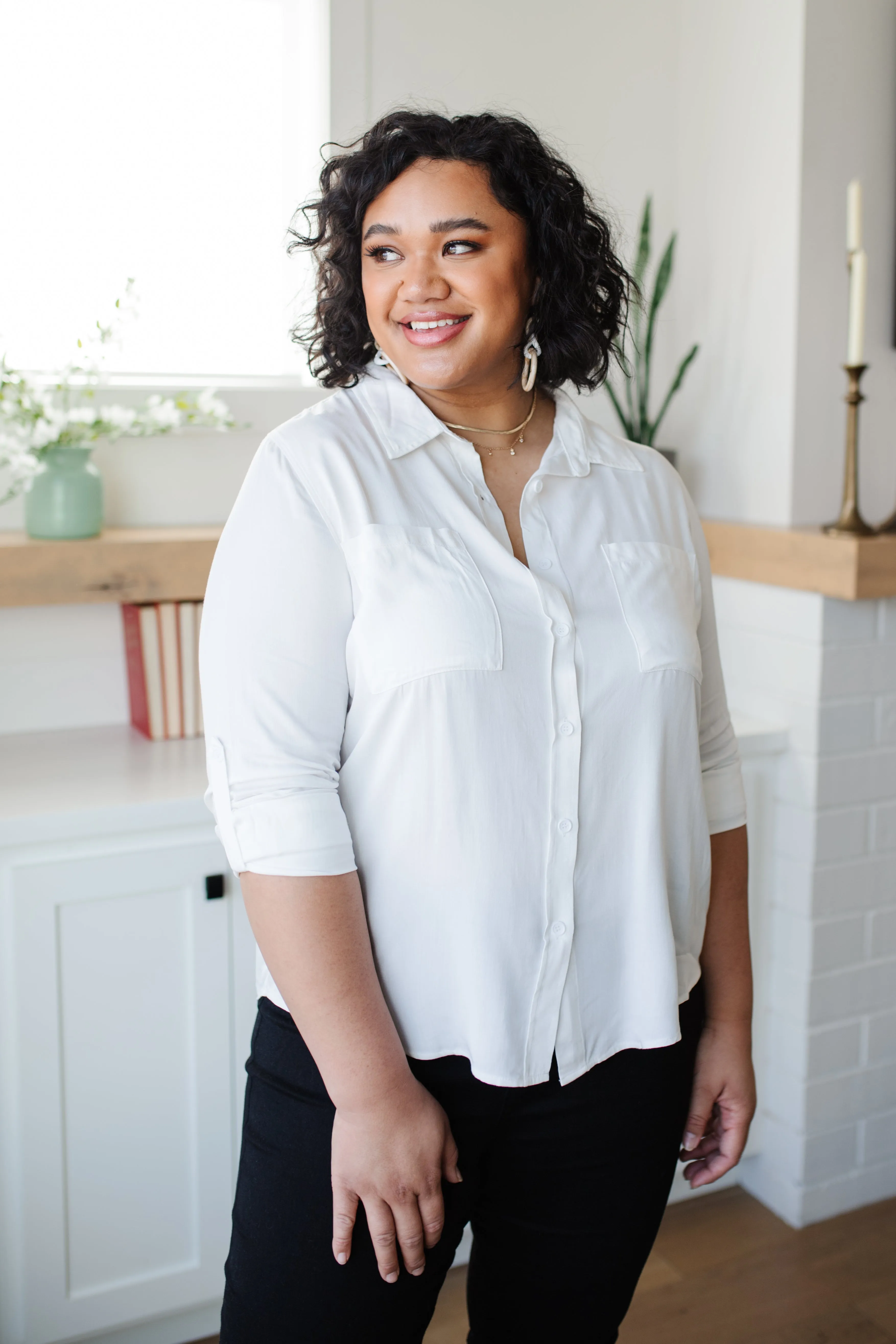 Jackie Classic Button Down In White