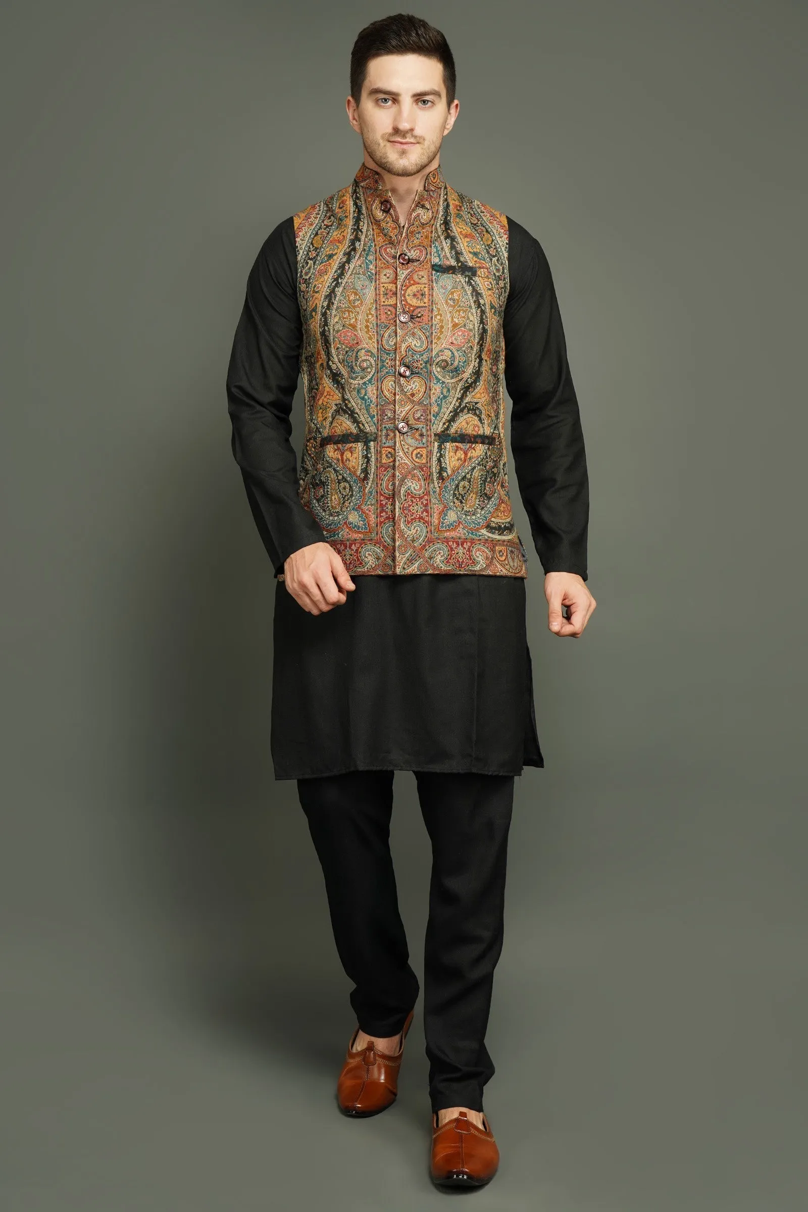 Kashmiri Paisley Vintage Nehru Jacket | Made To Order