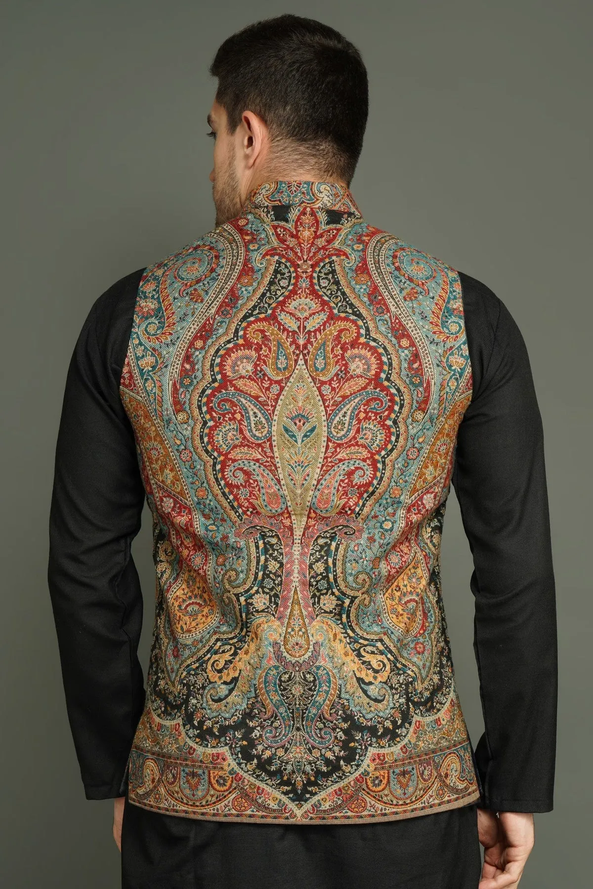 Kashmiri Paisley Vintage Nehru Jacket | Made To Order