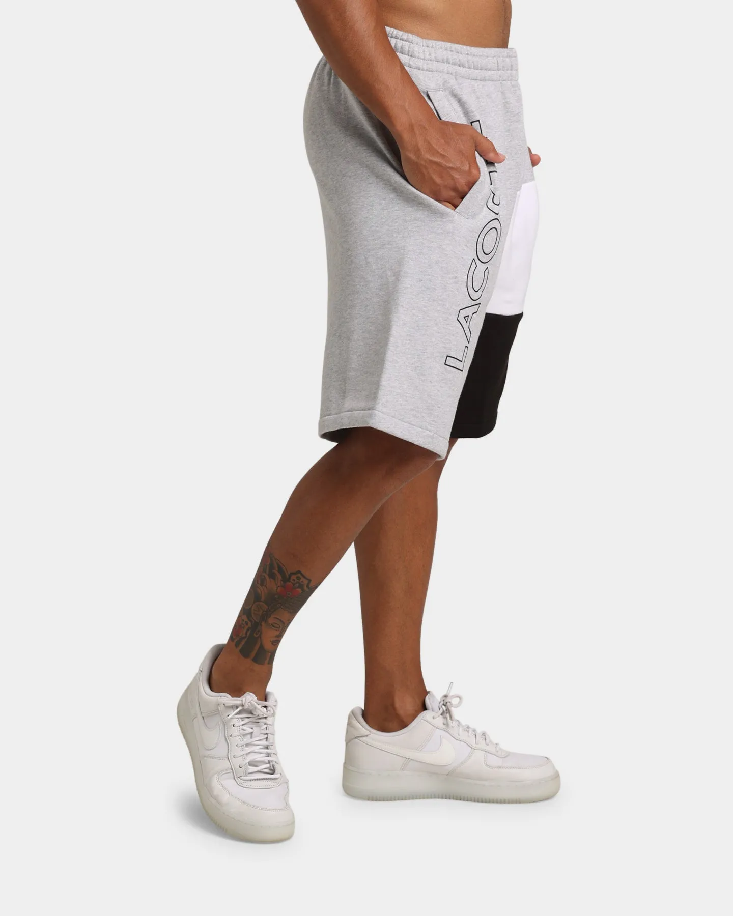 Lacoste Colour Block Fleece Shorts Silver/White