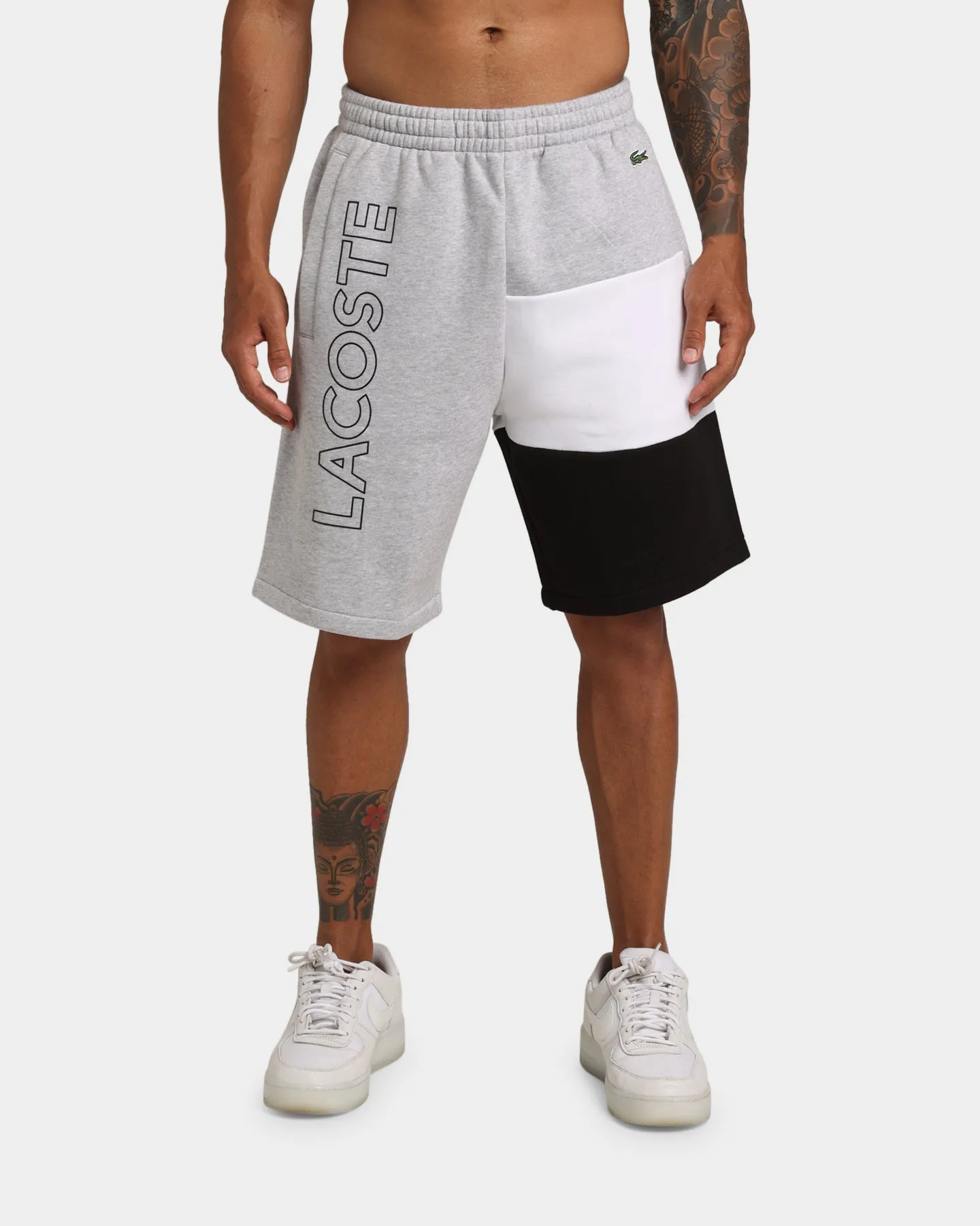 Lacoste Colour Block Fleece Shorts Silver/White