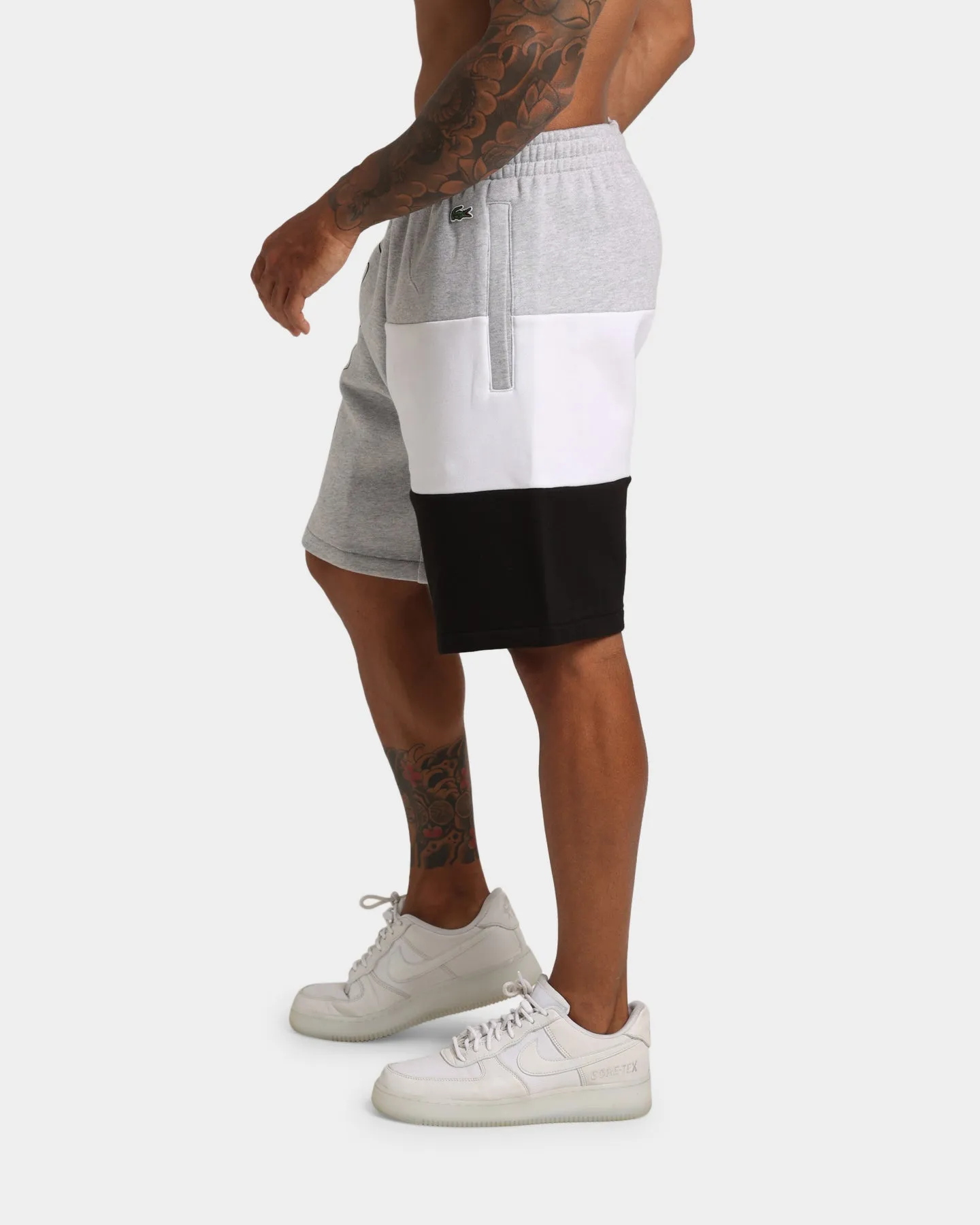 Lacoste Colour Block Fleece Shorts Silver/White