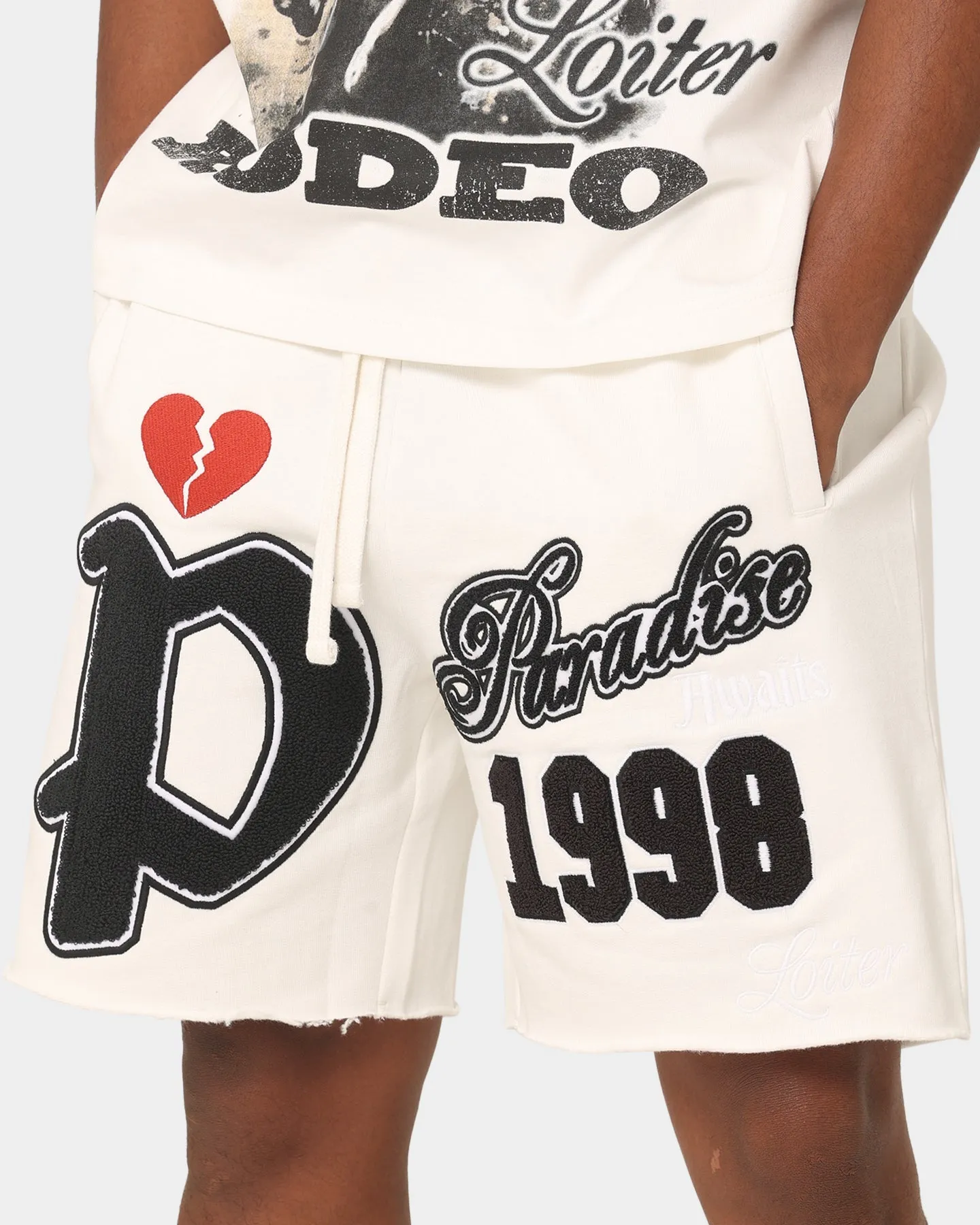 Loiter Paradise Fleece Shorts White