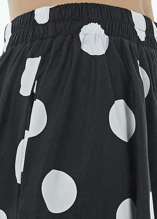 Loose Dot Ruffled Patchwork Elastic Waist Cotton Skirts Summer LY1230