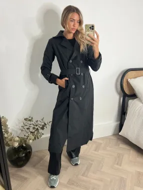 Maxi Length Trench Coat / Black