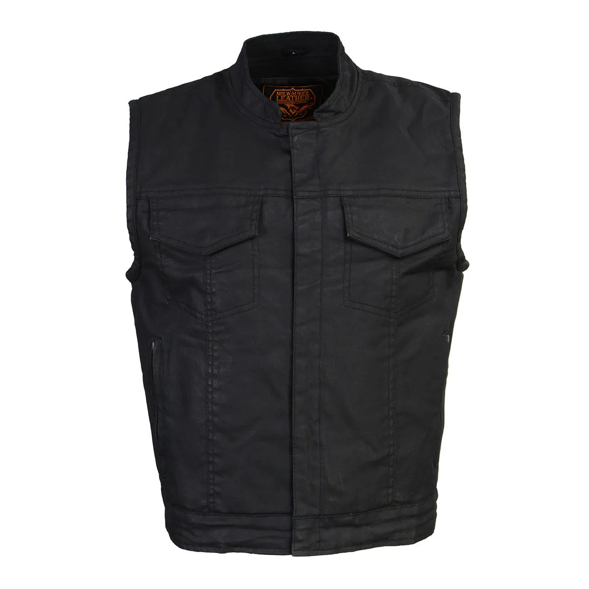 Milwaukee Leather MDM3025 Men’s Black Waxy Coated Denim Club Style Vest