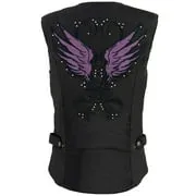 Milwaukee Leather MPL1955 Ladies 'Winged Embroidery' Black and Purple