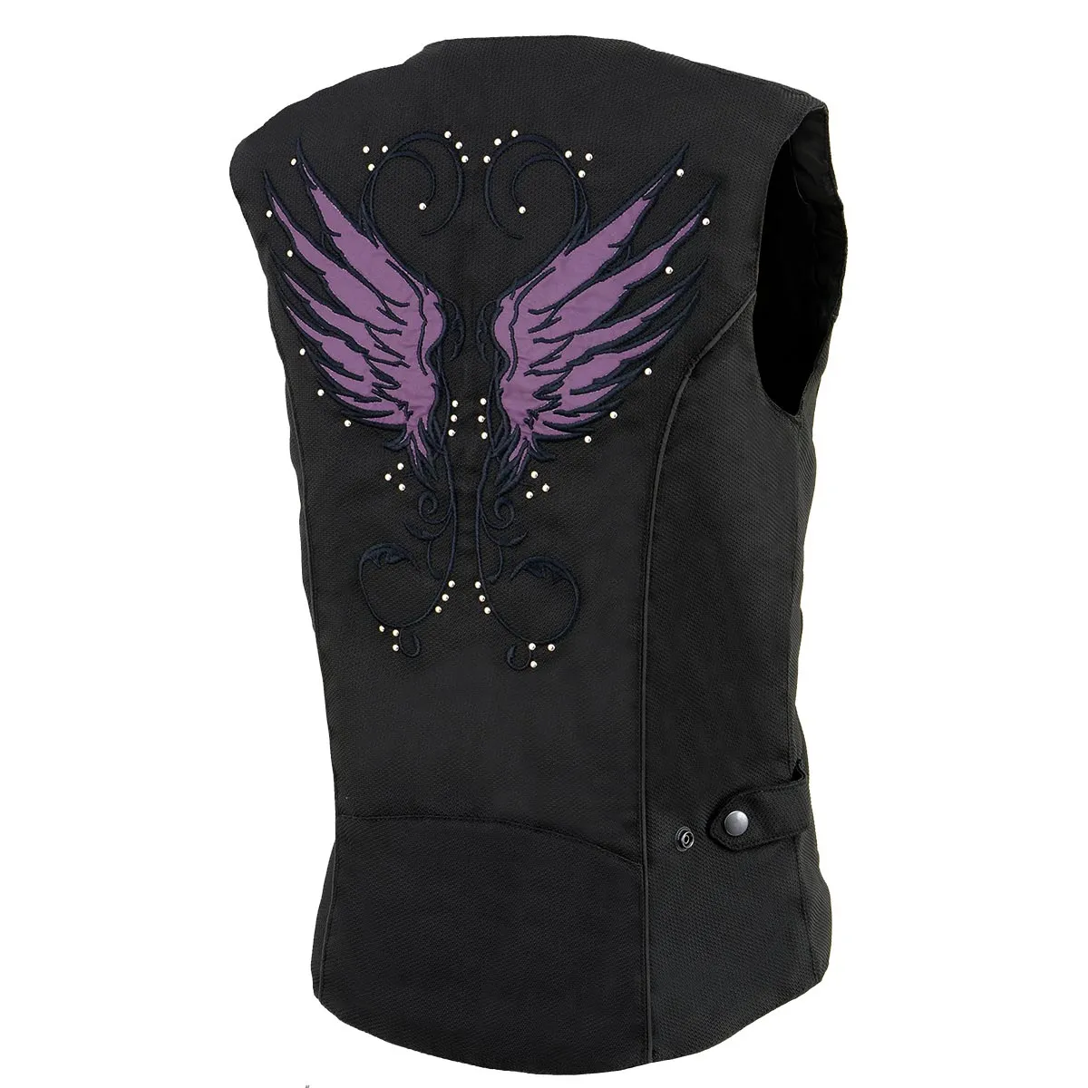 Milwaukee Leather MPL1955 Ladies 'Winged Embroidery' Black and Purple