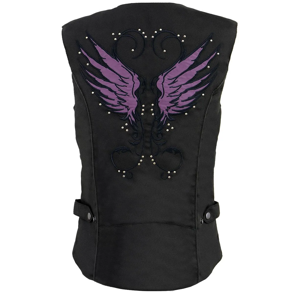 Milwaukee Leather MPL1955 Ladies 'Winged Embroidery' Black and Purple