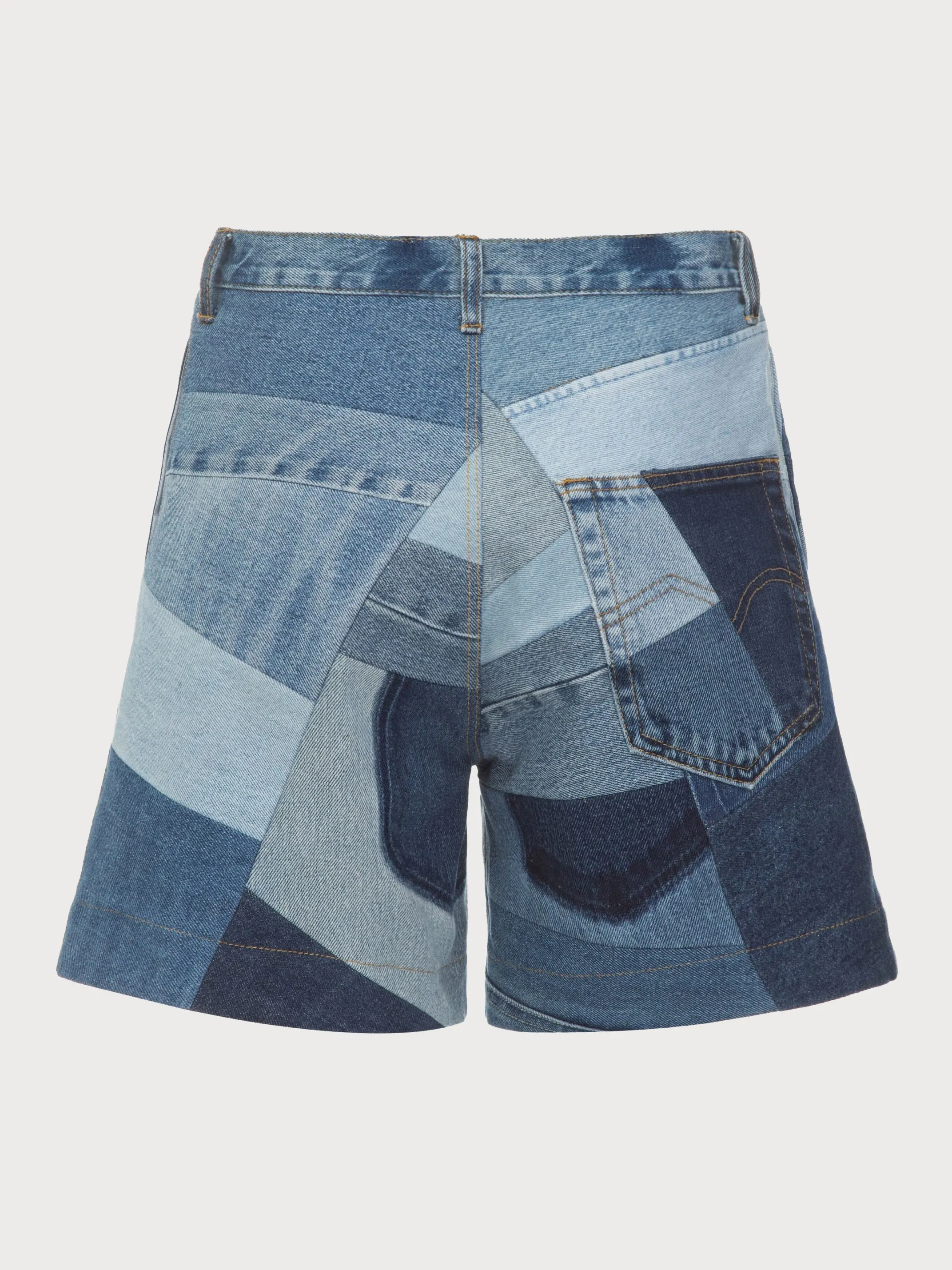 Mixed Blue Patchwork Shorts